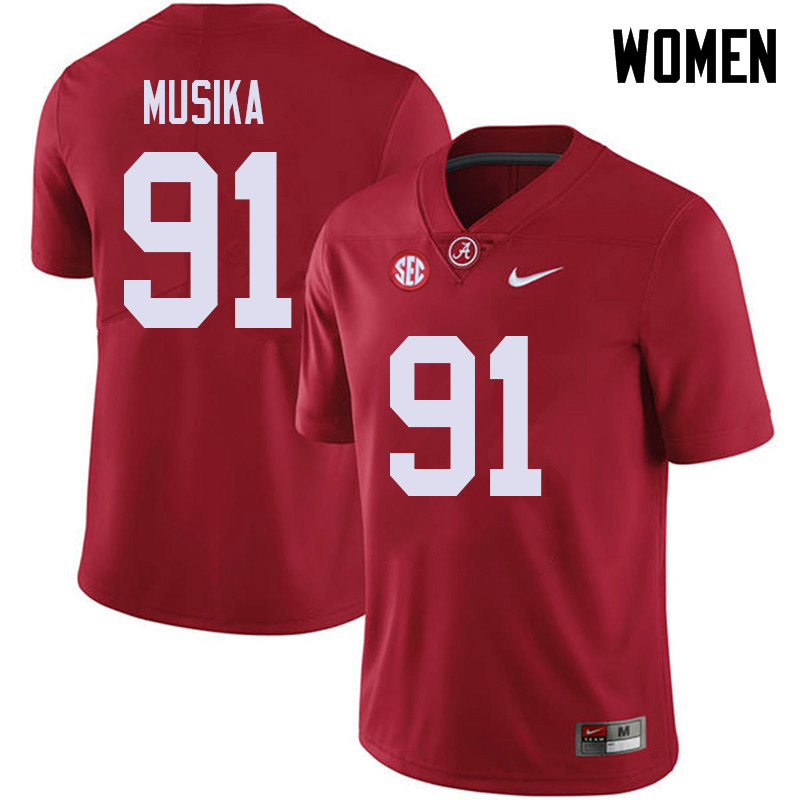 Women #91 Tevita Musika Alabama Crimson Tide College Football Jerseys Sale-Red